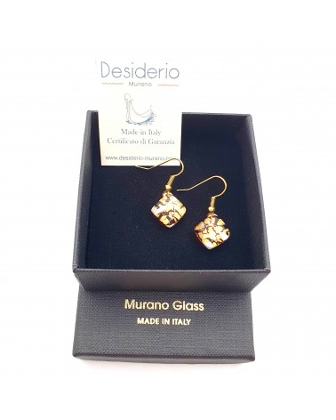 Boucles d'oreilles carré en verre de Murano bijoux fantaisies fait à la main