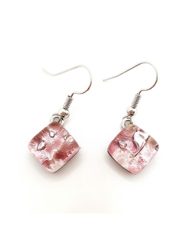 Boucles d'oreilles carré en verre de Murano bijoux fantaisies fait à la main