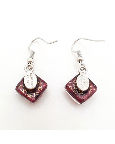 Boucles d'oreilles carré en verre de Murano bijoux fantaisies fait à la main