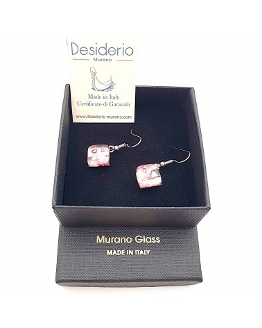 Boucles d'oreilles carré en verre de Murano bijoux fantaisies fait à la main