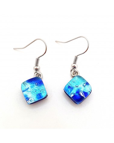Boucles d'oreilles carré en verre de Murano bijoux fantaisies fait à la main