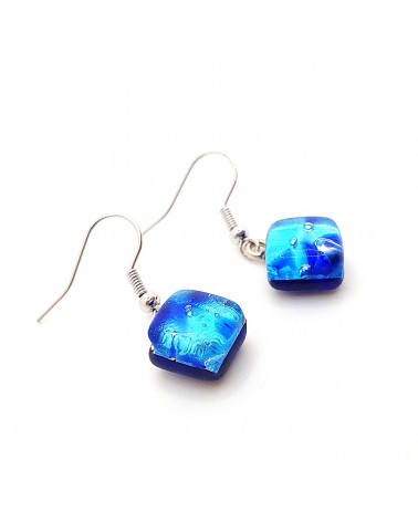 Boucles d'oreilles carré en verre de Murano bijoux fantaisies fait à la main
