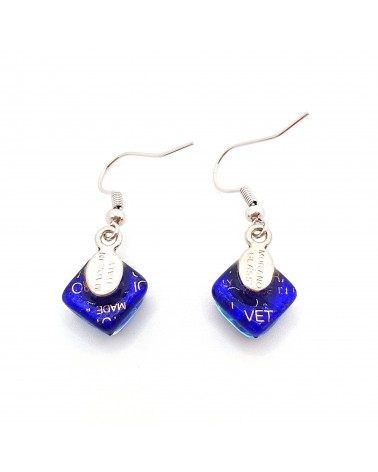 Boucles d'oreilles carré en verre de Murano bijoux fantaisies fait à la main