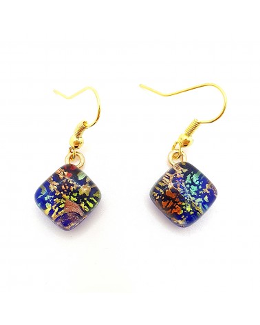 Boucles d'oreilles carré en verre de Murano bijoux fantaisies fait à la main