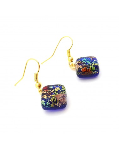 Boucles d'oreilles carré en verre de Murano bijoux fantaisies fait à la main