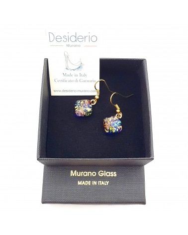 Boucles d'oreilles carré en verre de Murano bijoux fantaisies fait à la main