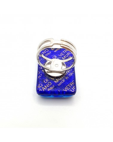 Grande bague rectangle en verre de Murano et murrine bijoux fantaisies artisans italiens