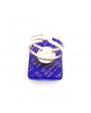 Grande bague rectangle en verre de Murano et murrine bijoux fantaisies artisans italiens