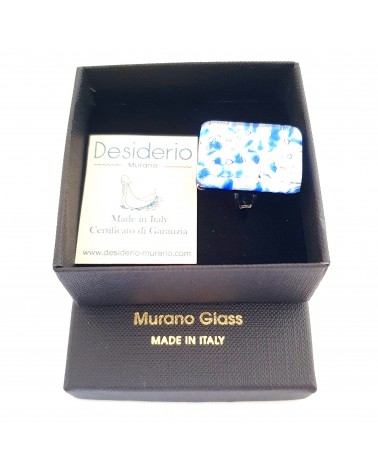 Grande bague rectangle en verre de Murano et murrine bijoux fantaisies artisans italiens
