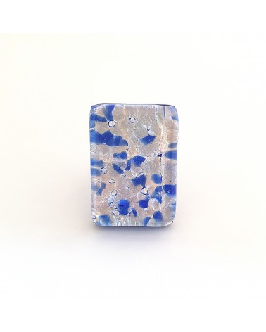 Grande bague rectangle en verre de Murano et murrine bijoux fantaisies artisans italiens