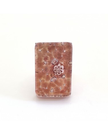 Grande bague rectangle en verre de Murano et murrine bijoux fantaisies artisans italiens