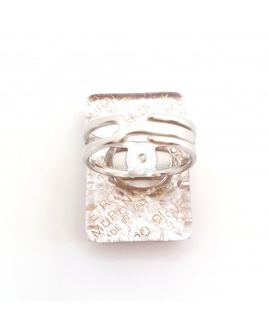Grande bague rectangle en verre de Murano et murrine bijoux fantaisies artisans italiens