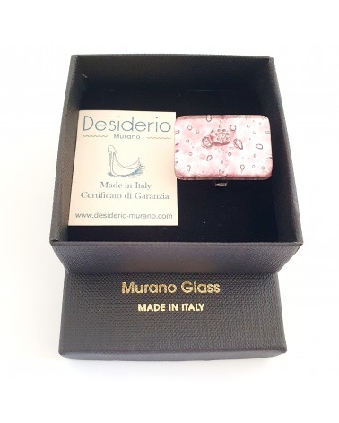 Grande bague rectangle en verre de Murano et murrine bijoux fantaisies artisans italiens