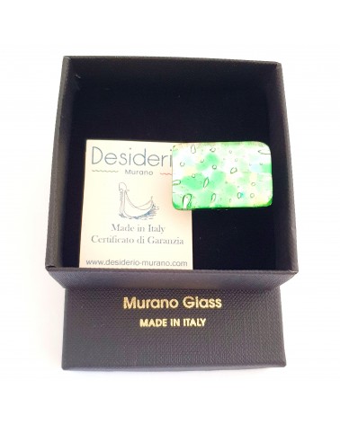 Grande bague rectangle en verre de Murano et murrine bijoux fantaisies artisans italiens