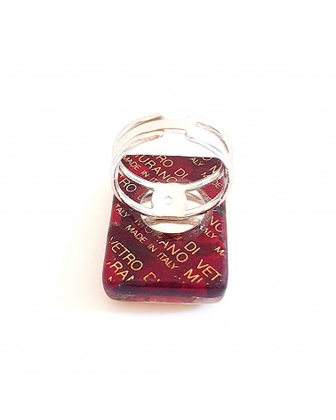 Grande bague rectangle en verre de Murano et murrine bijoux fantaisies artisans italiens
