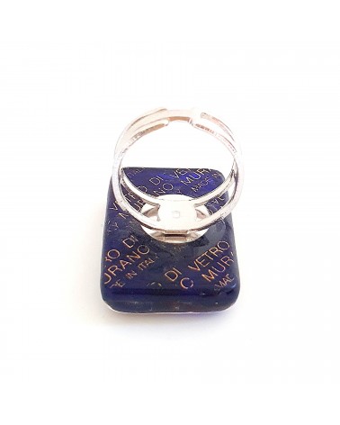 Grande bague rectangle en verre de Murano et murrine bijoux fantaisies artisans italiens