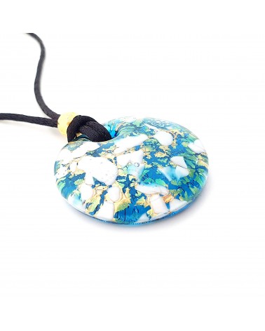 Pendentif rond en verre de Murano bijoux fantaisies artisans italiens
