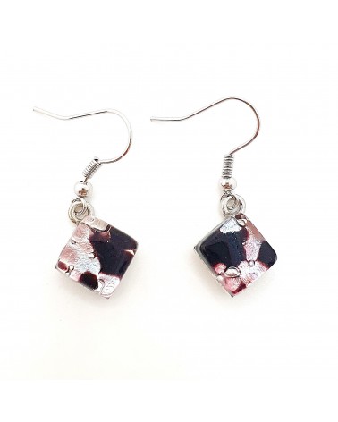 Boucles d'oreilles carré en verre de Murano bijoux fantaisies fait à la main