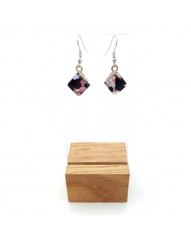Boucles d'oreilles carré en verre de Murano bijoux fantaisies fait à la main