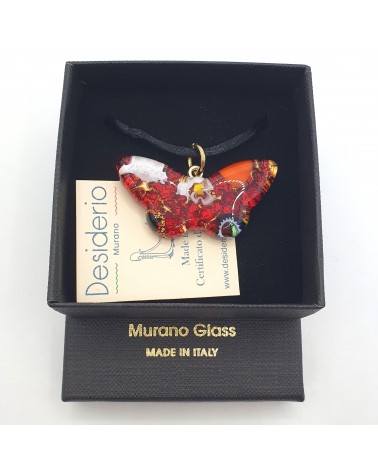 Pendentif Murano papillon bijoux  fait à la main made in Italie
