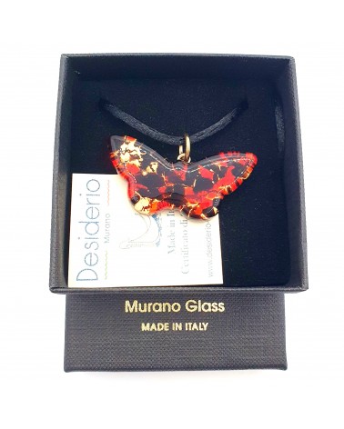 Pendentif Murano papillon bijoux  fait à la main made in Italie