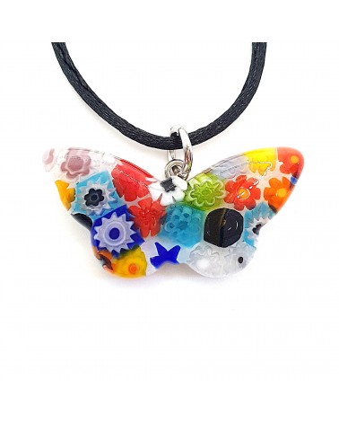 Pendentif Murano papillon murrine bijoux  fait à la main made in Italie