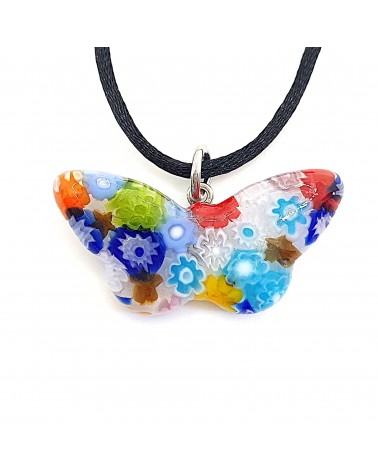 Pendentif Murano papillon murrine bijoux  fait à la main made in Italie