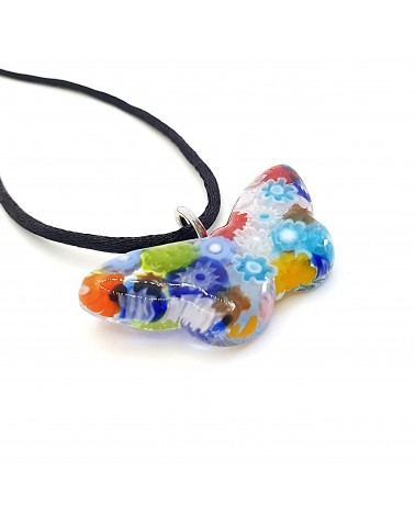 Pendentif Murano papillon murrine bijoux  fait à la main made in Italie