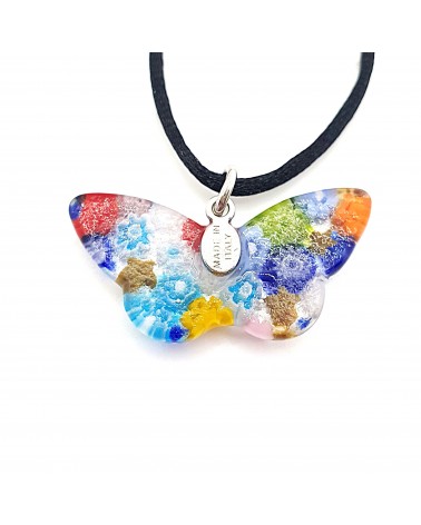 Pendentif Murano papillon murrine bijoux  fait à la main made in Italie
