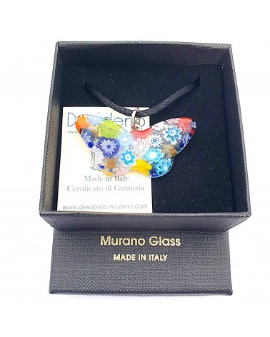 Pendentif Murano papillon murrine bijoux  fait à la main made in Italie