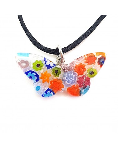 Pendentif Murano papillon murrine bijoux  fait à la main made in Italie