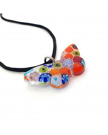 Pendentif Murano papillon murrine bijoux  fait à la main made in Italie