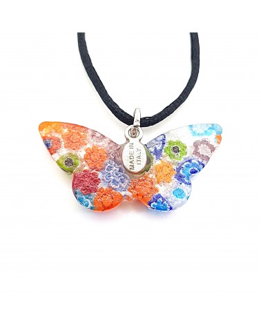 Pendentif Murano papillon murrine bijoux  fait à la main made in Italie