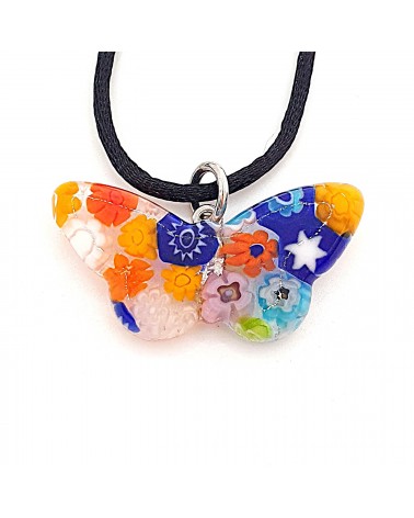 Pendentif Murano papillon murrine bijoux  fait à la main made in Italie