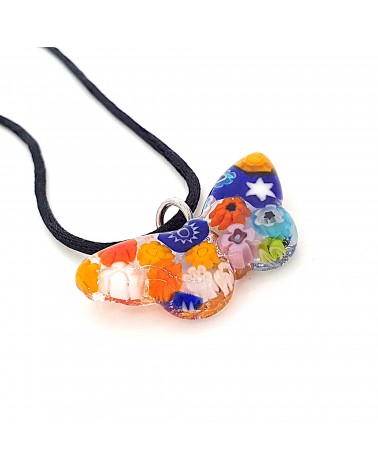 Pendentif Murano papillon murrine bijoux  fait à la main made in Italie