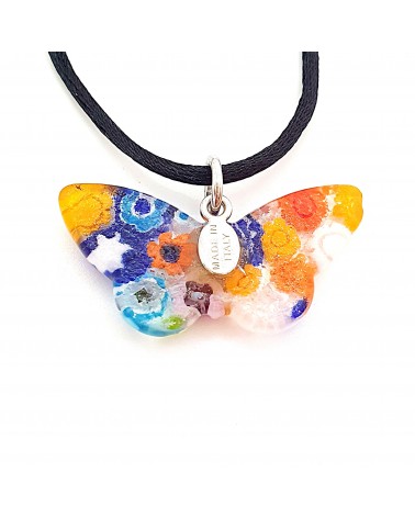 Pendentif Murano papillon murrine bijoux  fait à la main made in Italie