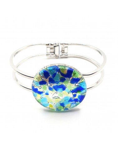 Bracelet vintage en verre de Murano vert bijoux fantaisies italiens