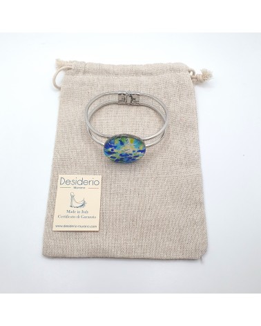 Bracelet vintage en verre de Murano vert bijoux fantaisies italiens
