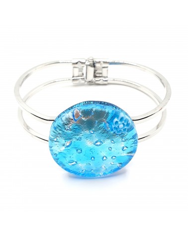Bracelet vintage en verre de Murano vert bijoux fantaisies italiens