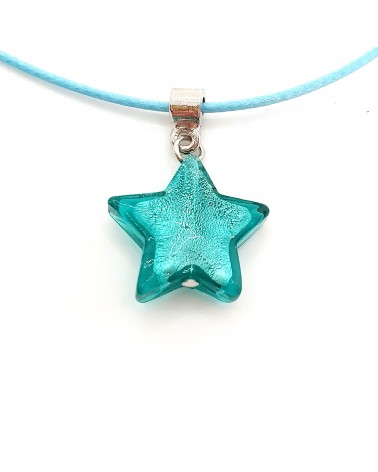 Pendentif étoile en verre de Murano bleu bijoux fantaisies verre de Murano