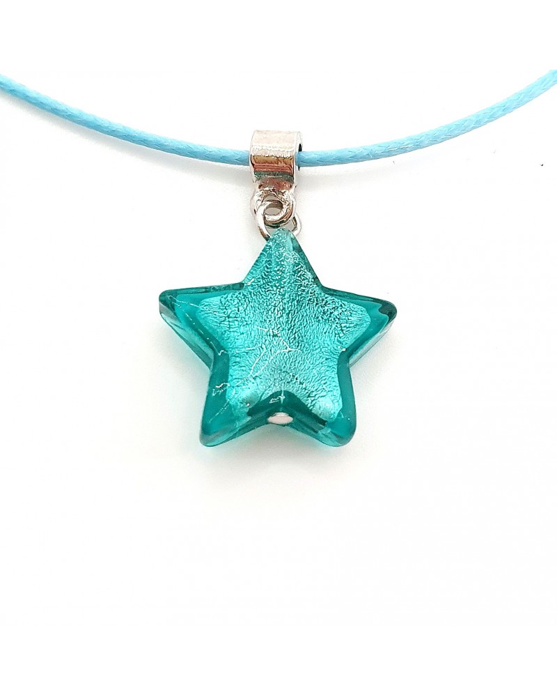 Pendentif étoile en verre de Murano bleu bijoux fantaisies verre de Murano