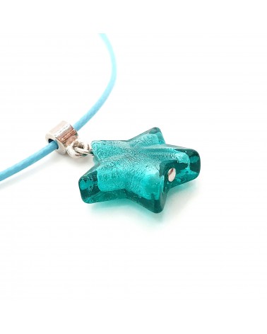Pendentif étoile en verre de Murano bleu bijoux fantaisies verre de Murano