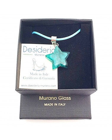 Pendentif étoile en verre de Murano bleu bijoux fantaisies verre de Murano