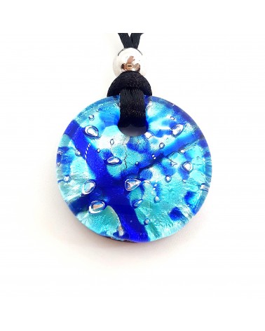 Pendentif rond bombè verre de Murano marron bijoux