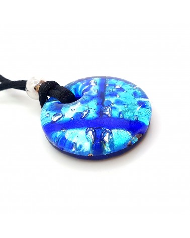 Pendentif rond bombè verre de Murano marron bijoux