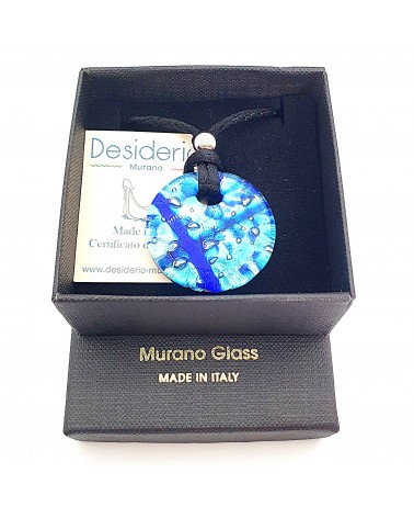 Pendentif rond bombè verre de Murano marron bijoux