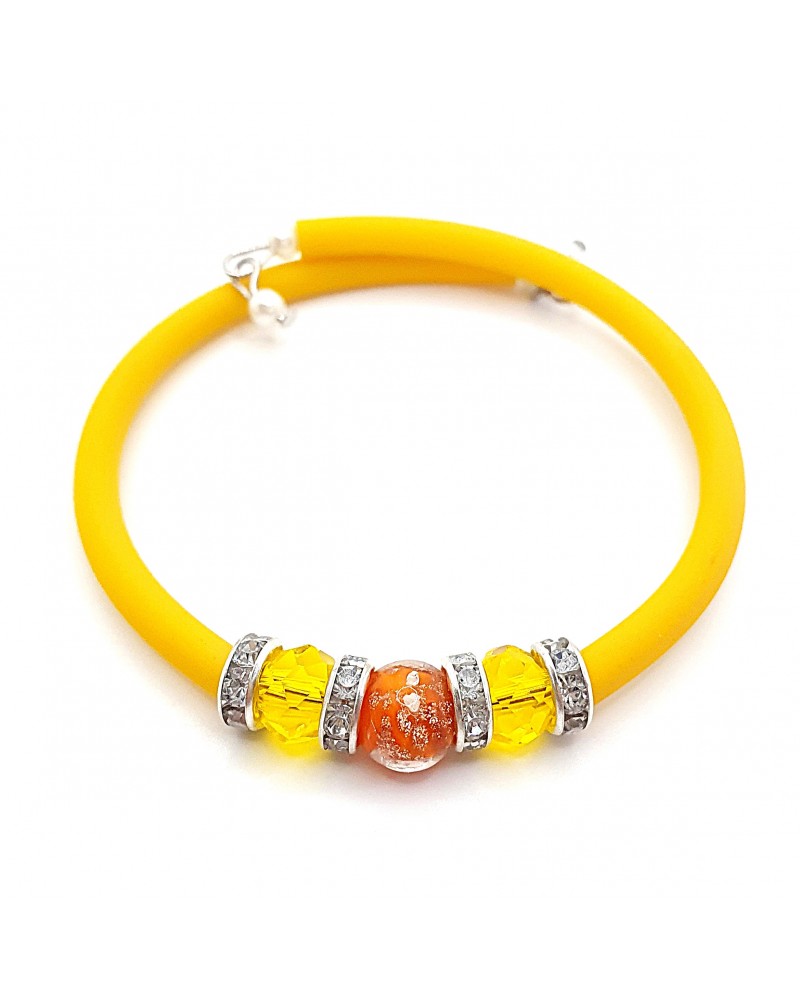 Bracelet armonia en caoutchouc et verre de Murano bijoux fantaisie