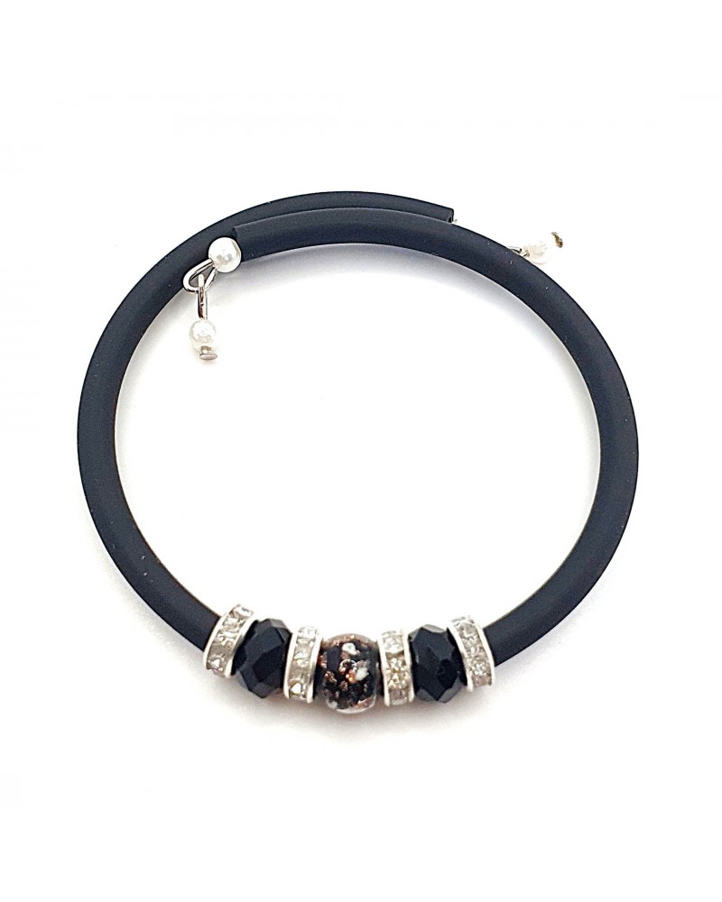 Bracelet armonia en caoutchouc et verre de Murano bijoux fantaisie