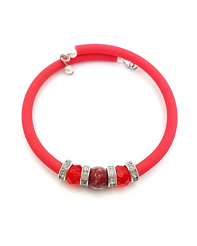 Bracelet armonia en caoutchouc et verre de Murano bijoux fantaisie