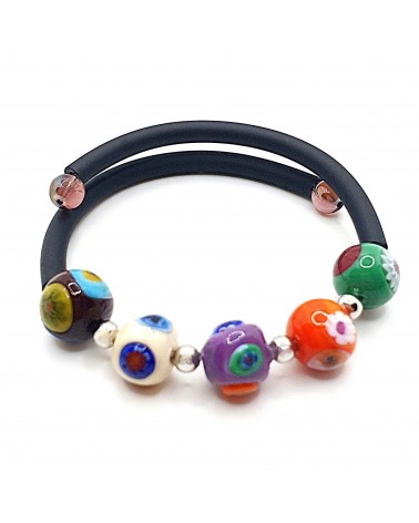 Bracelet Rebecca mosaico en caoutchouc et verre de Murano bijoux fantaisie